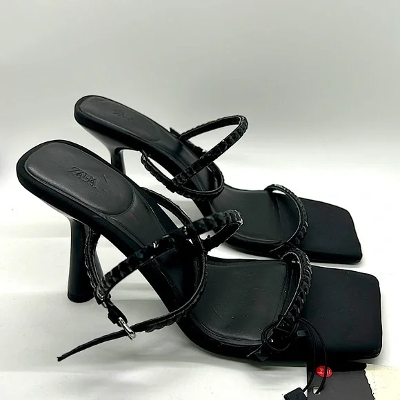 Zara Sexy Black Jeweled Ankle Strap High Heel Shoes **Sz 36/US Sz 6** 🔥🔥 - Picture 2 of 4